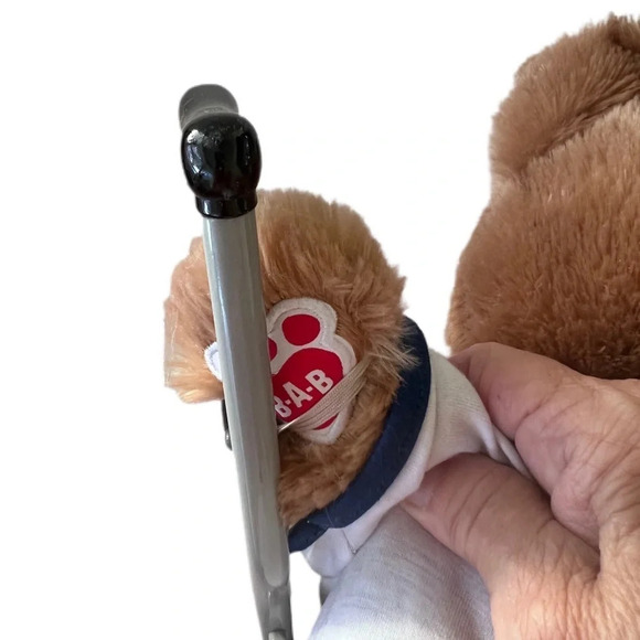 Build-A-Bear “get well soon” light brown bear with crutches!! Balloons on shirt - Picture 3 of 7